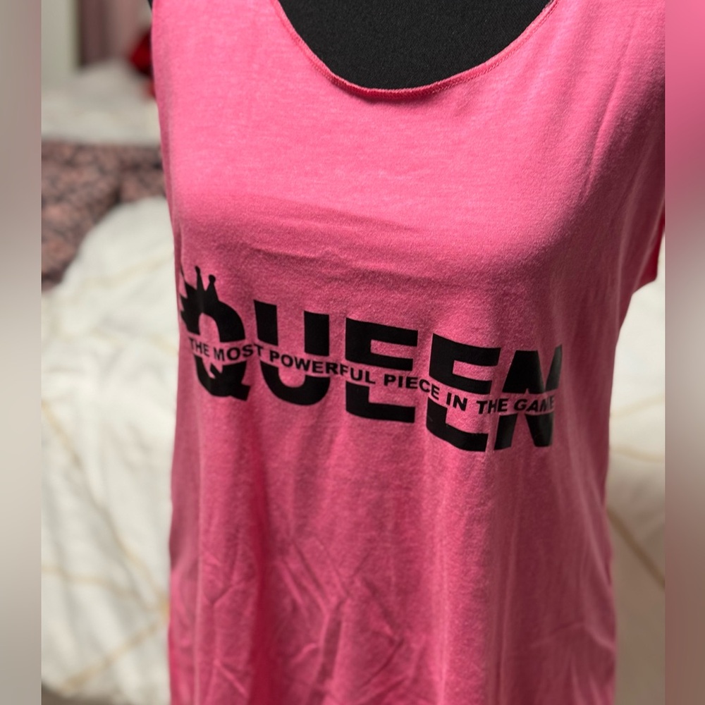 Queen Chess Graphic Racerback Tank Top Size XL – Pink & Black